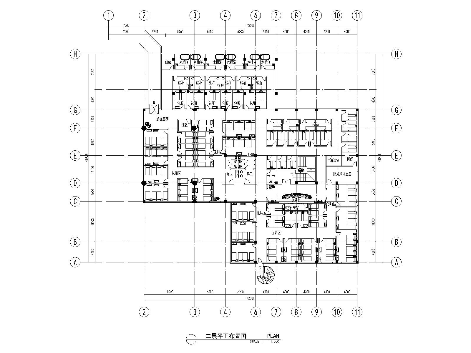 某现代风格洗浴中心浴场装修施工图_效果图施工图下载【ID:160709157】