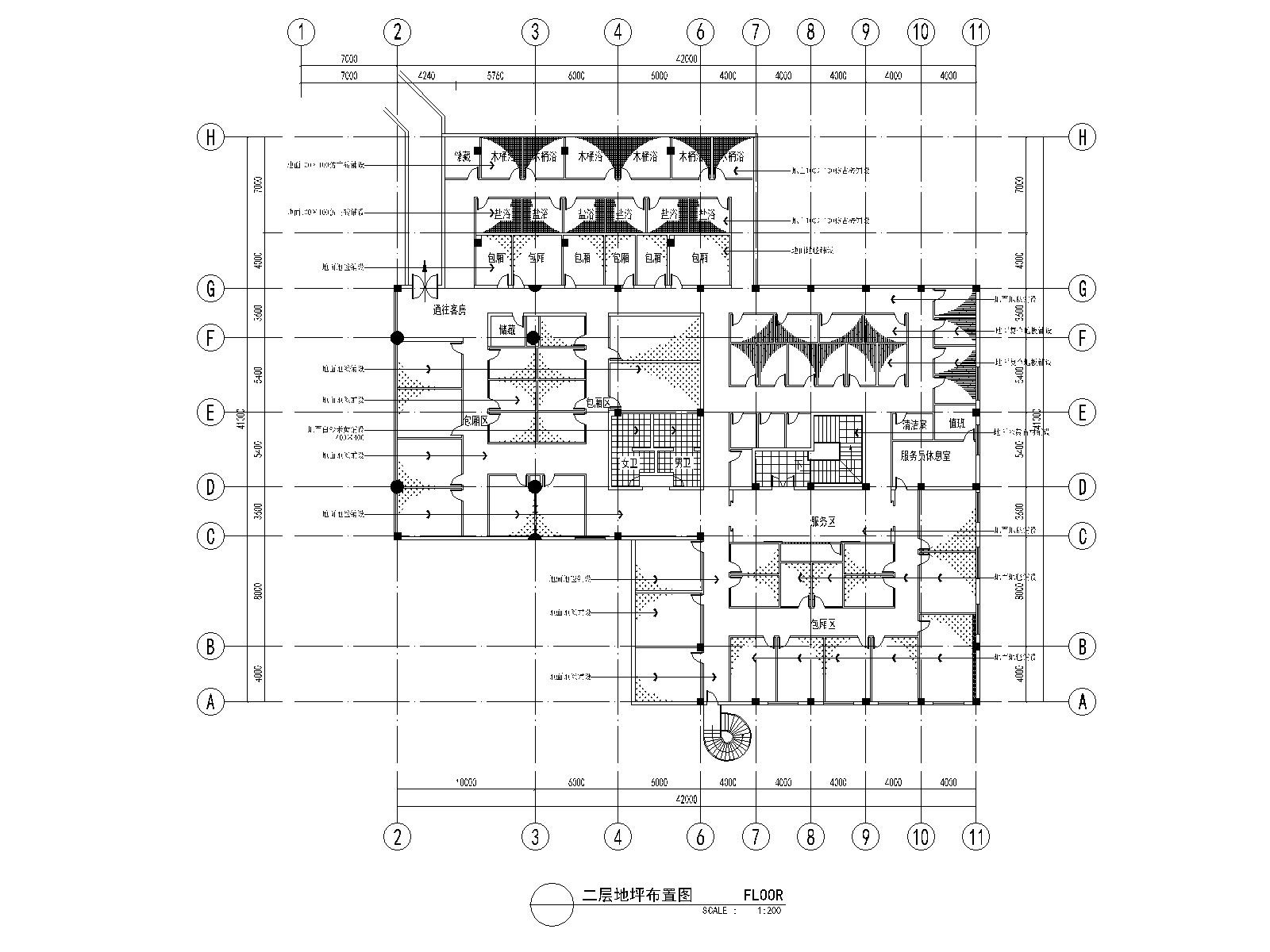 某现代风格洗浴中心浴场装修施工图_效果图施工图下载【ID:160709157】