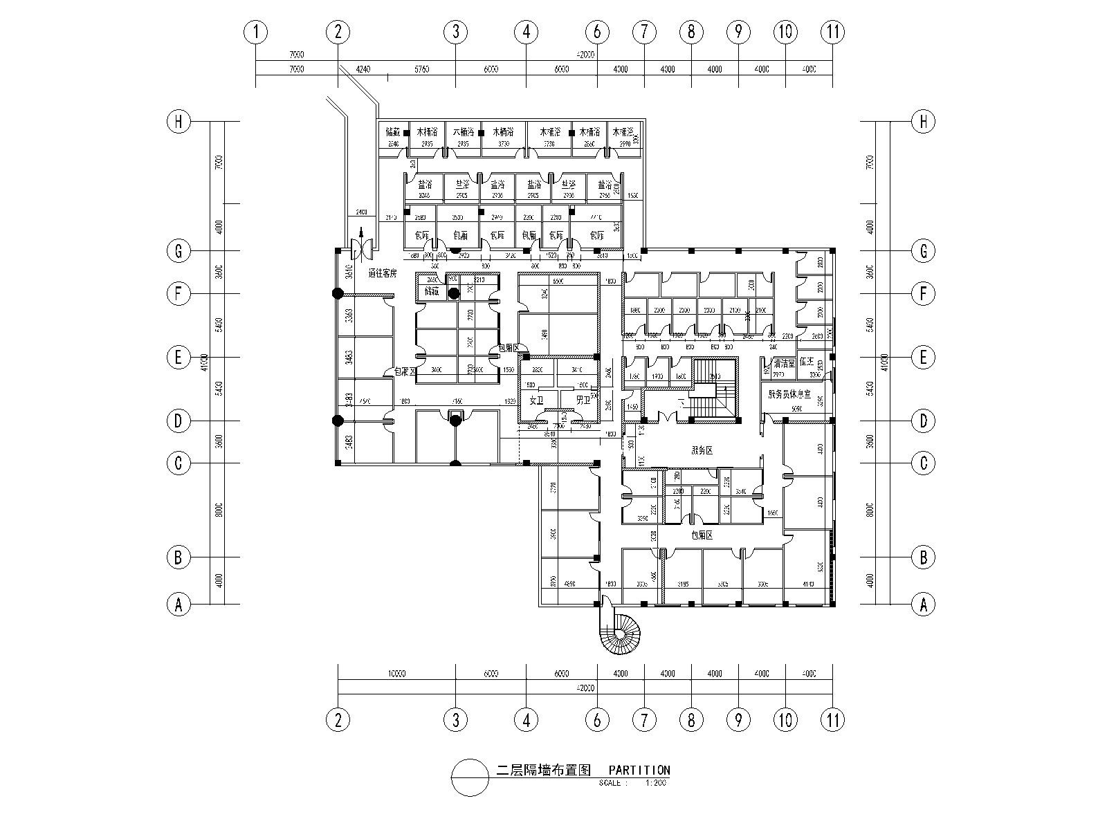 某现代风格洗浴中心浴场装修施工图_效果图施工图下载【ID:160709157】