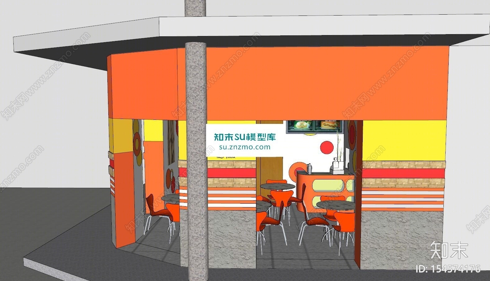 儿童奶茶店饮品店SU模型下载【ID:154574176】