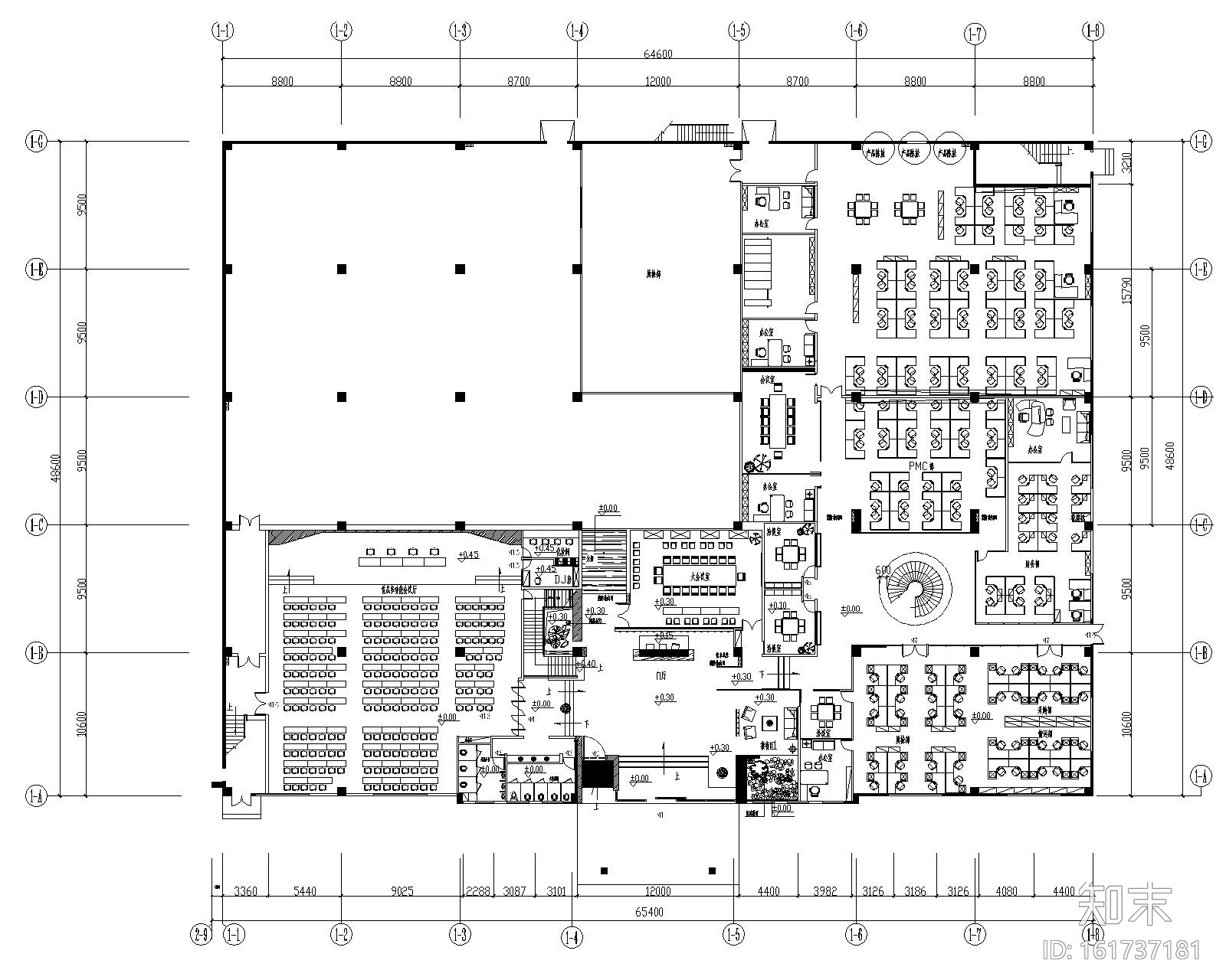 某某某办公楼室内装修设计施工图cad施工图下载【ID:161737181】