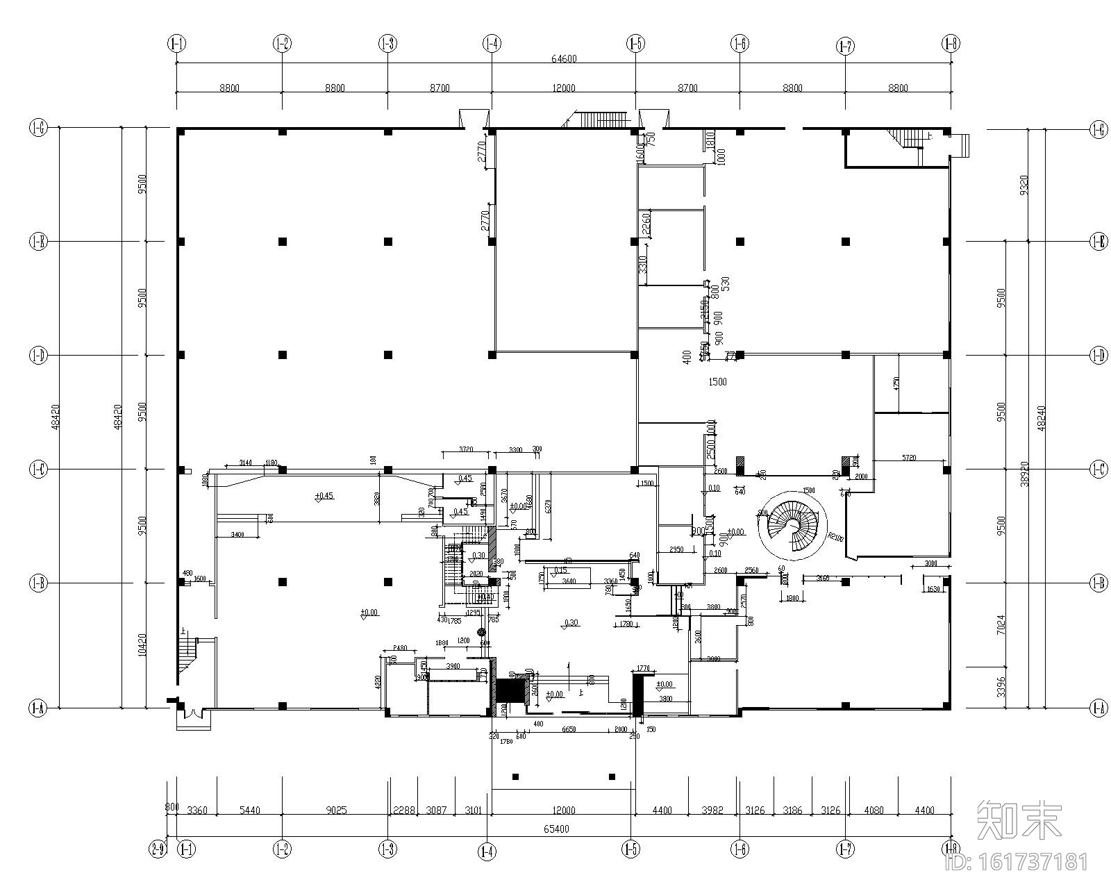 某某某办公楼室内装修设计施工图cad施工图下载【ID:161737181】