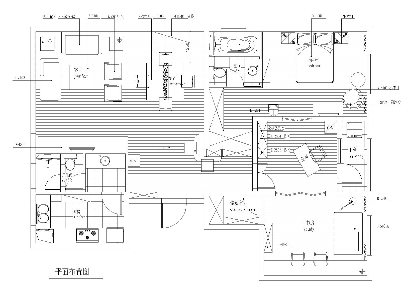 苏州130㎡ 现代简约风格三居室公寓施工图施工图下载【ID:160016199】