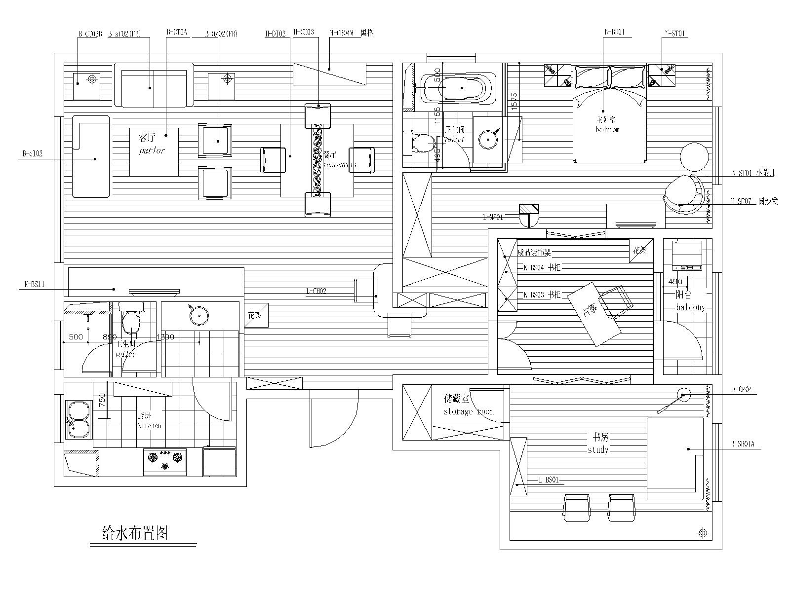 苏州130㎡ 现代简约风格三居室公寓施工图施工图下载【ID:160016199】