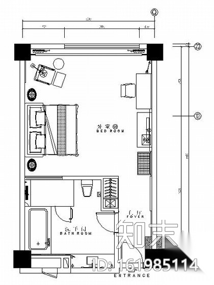 [厦门]某假日大酒店1号客房施工图cad施工图下载【ID:161985114】