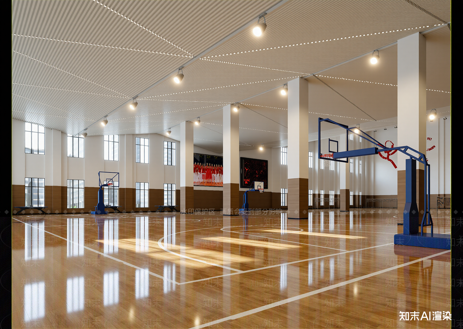 现代篮球场3D模型下载【ID:1214664731】