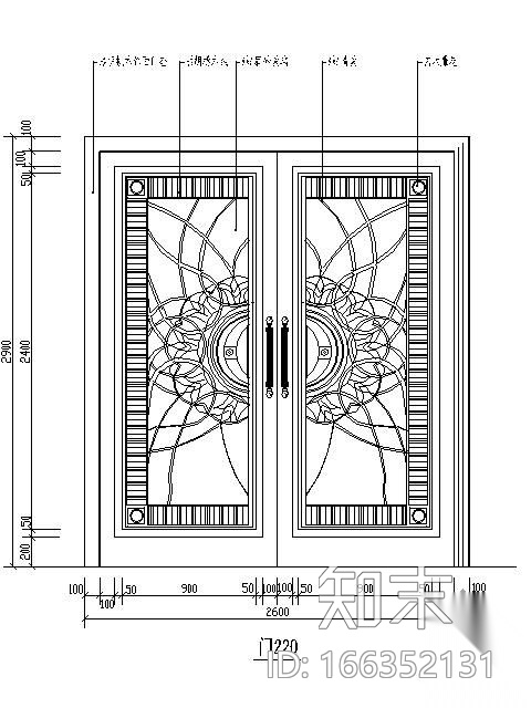 装饰门cad施工图下载【ID:166352131】