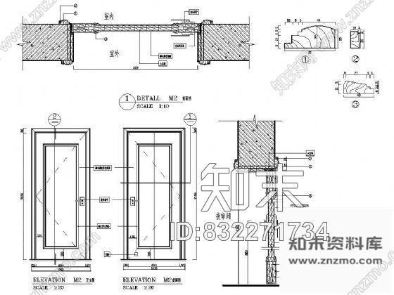 图块/节点单扇实木门详图cad施工图下载【ID:832271734】