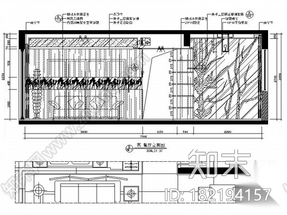 [广西]时尚中式风格四室两厅室内装修施工图（含效果）cad施工图下载【ID:182194157】