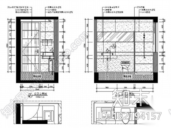 [广西]时尚中式风格四室两厅室内装修施工图（含效果）cad施工图下载【ID:182194157】