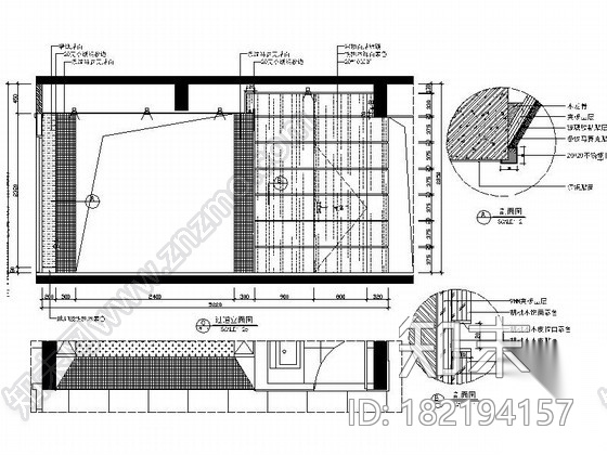 [广西]时尚中式风格四室两厅室内装修施工图（含效果）cad施工图下载【ID:182194157】