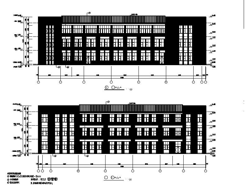 [宁夏]经典学院风格中学教学楼建筑施工图cad施工图下载【ID:165739174】