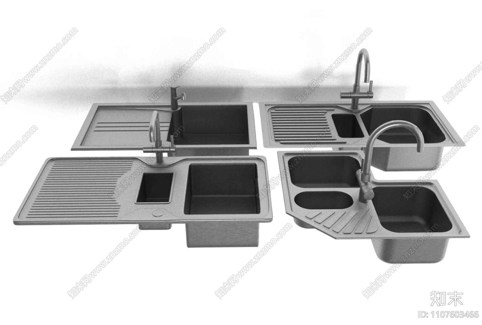 现代不锈钢水槽3D模型下载【ID:1107603466】