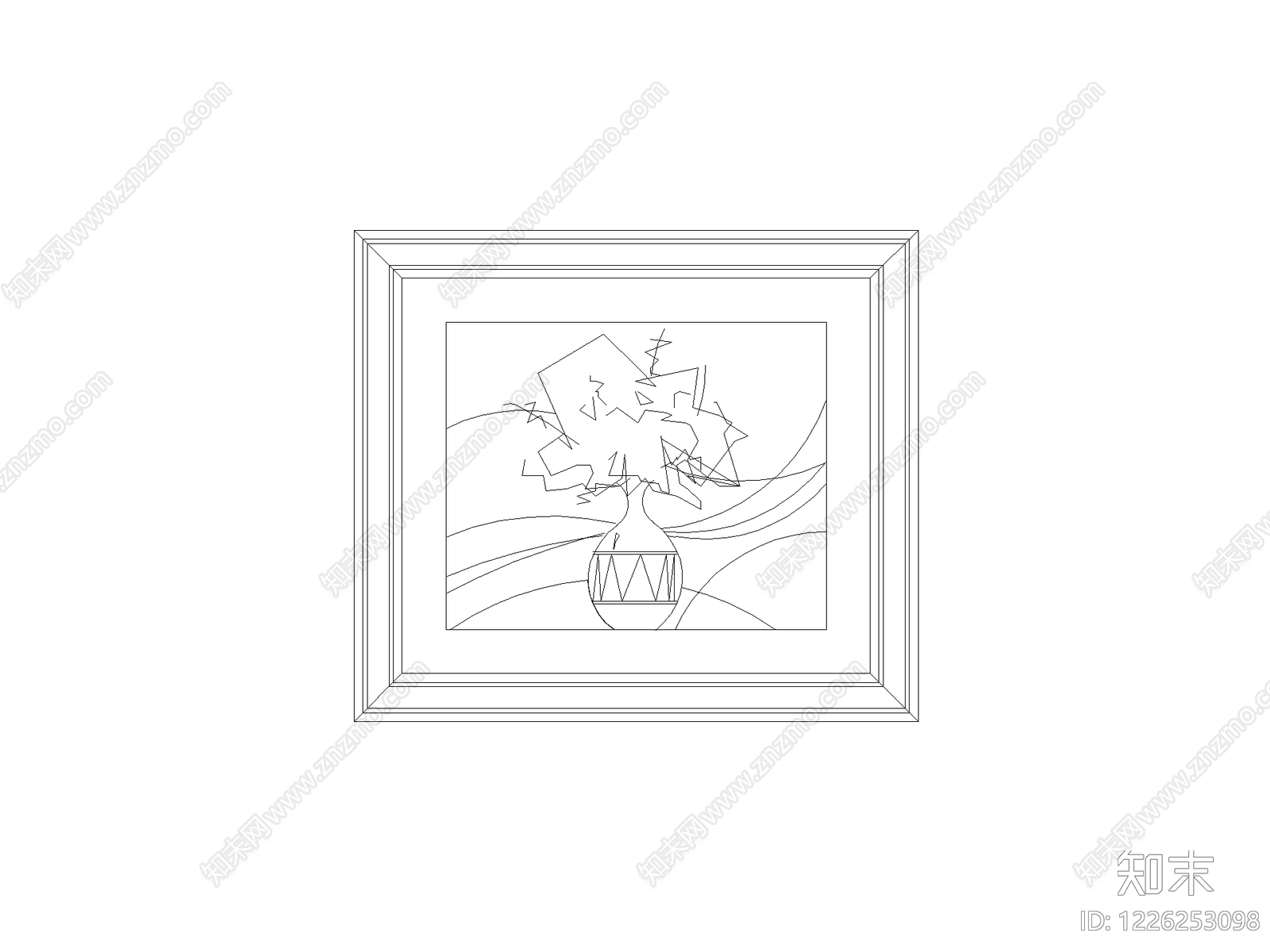 陈设类立面挂画cad施工图下载【ID:1226253098】