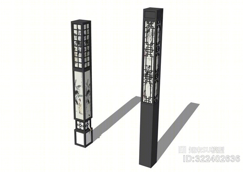 中式景观灯柱SU模型下载【ID:322402636】