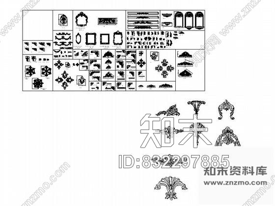 图块/节点欧式角花CAD图块下载cad施工图下载【ID:832297885】