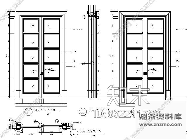 图块/节点厨房趟门详图cad施工图下载【ID:832211780】