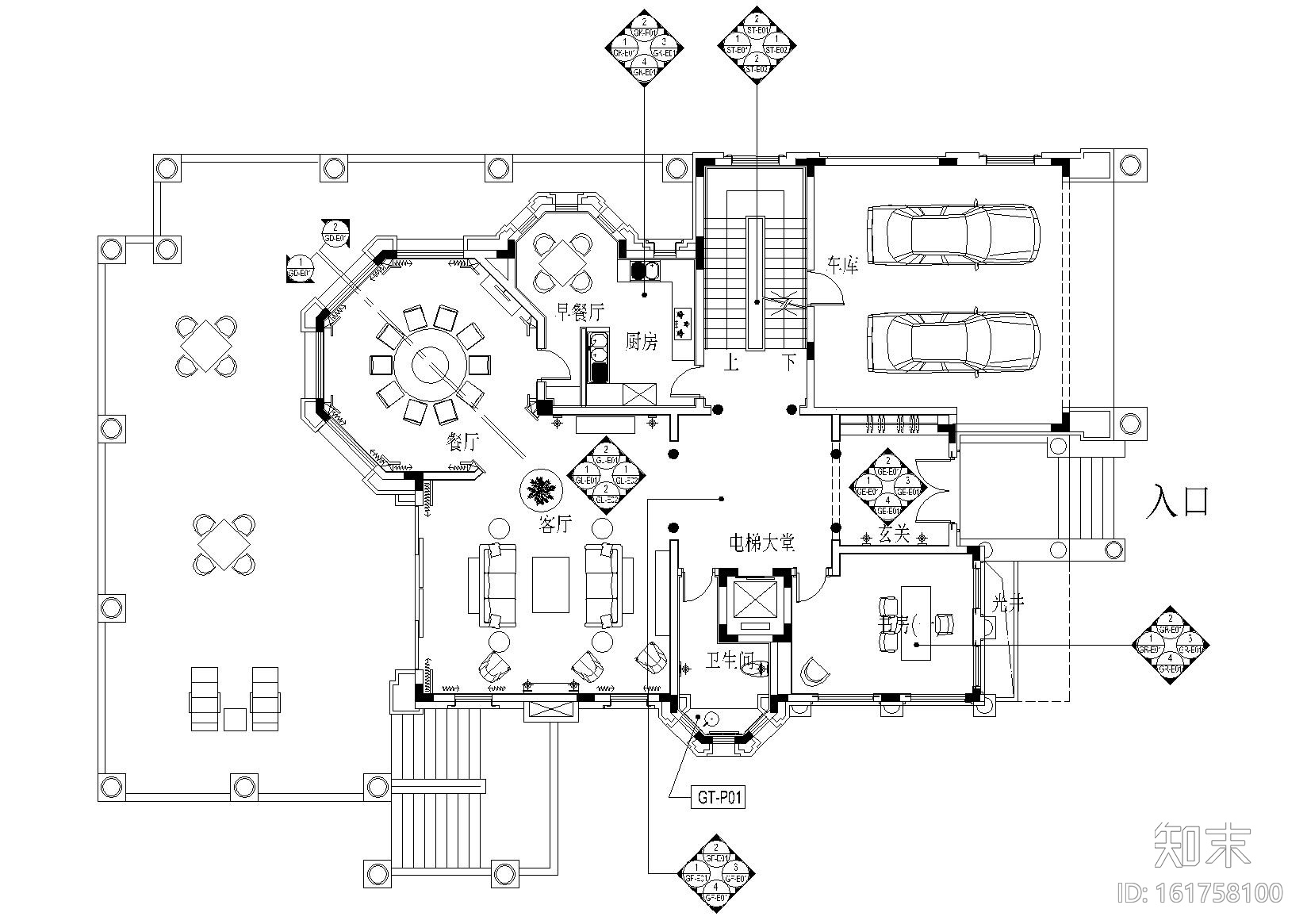 高尔夫球会别墅A型室内装修施工图+实景拍摄施工图下载【ID:161758100】