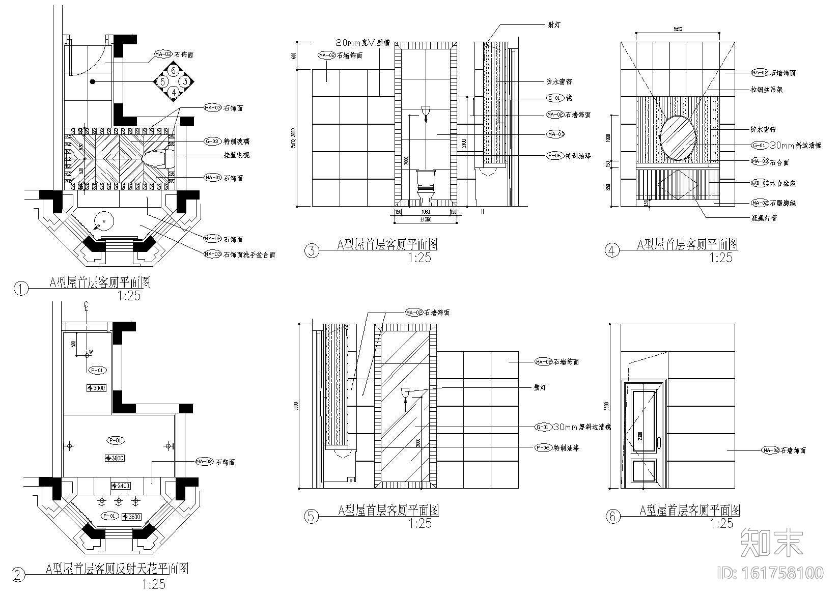 高尔夫球会别墅A型室内装修施工图+实景拍摄施工图下载【ID:161758100】