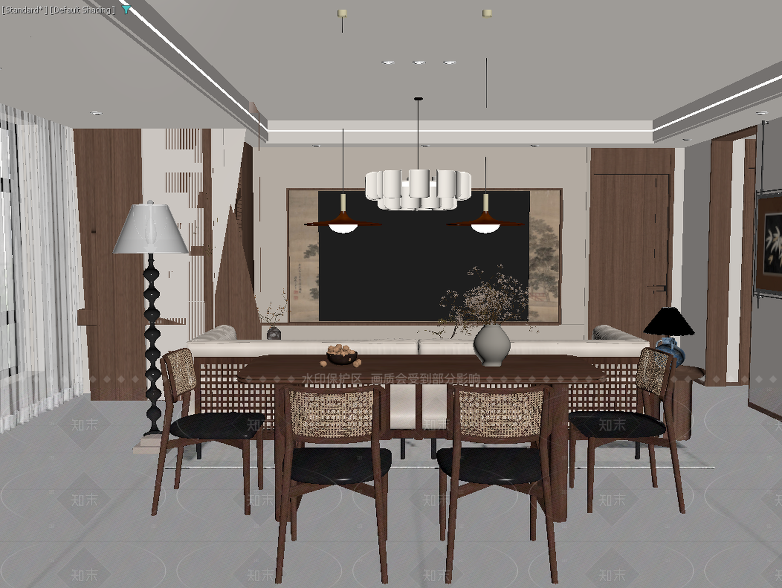 复古家居餐厅3D模型下载【ID:1214925146】