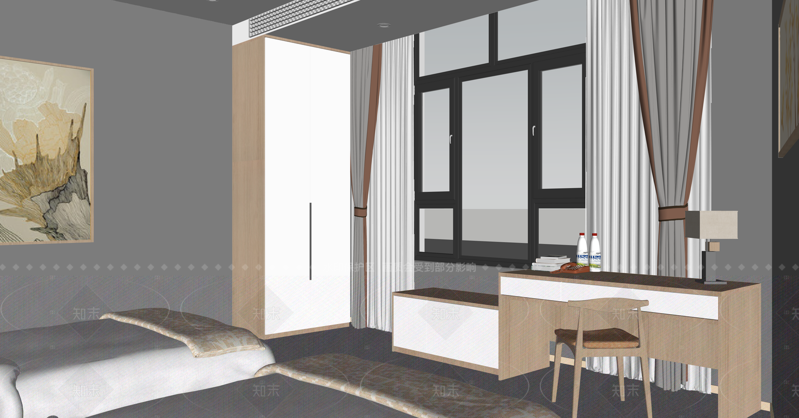 现代酒店客房SU模型下载【ID:1215962247】