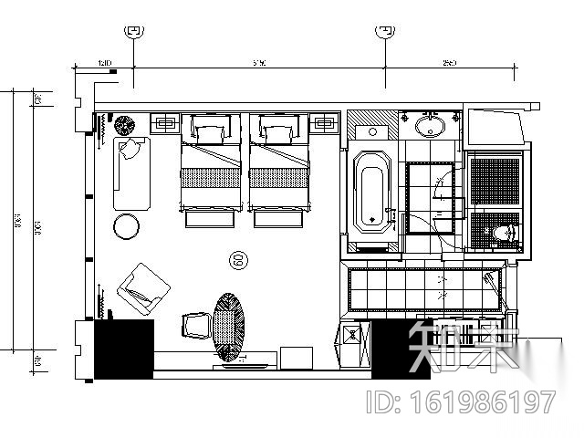 [上海]五星豪华酒店E型套房施工图cad施工图下载【ID:161986197】