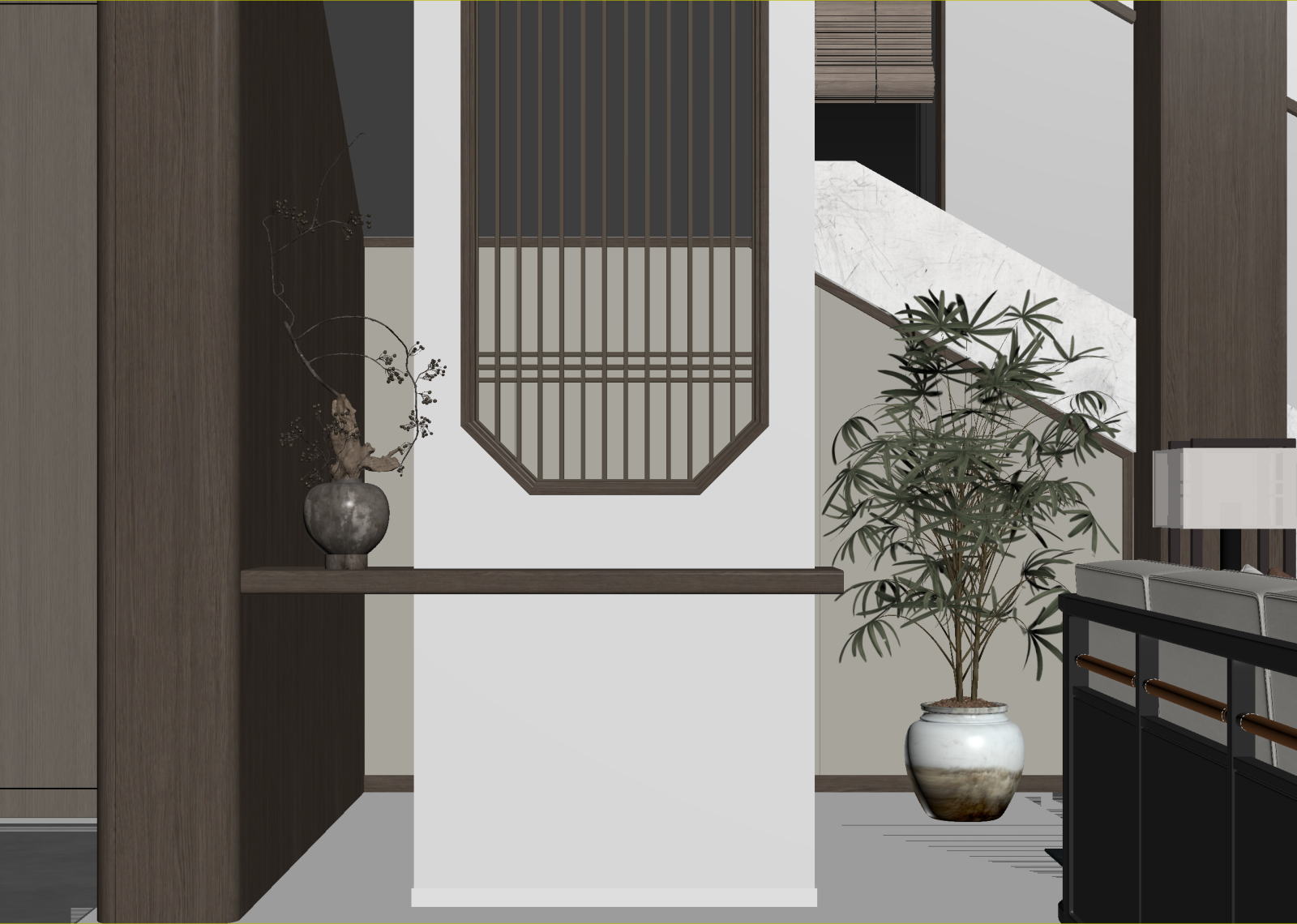 新中式玄关3D模型下载【ID:1214939269】