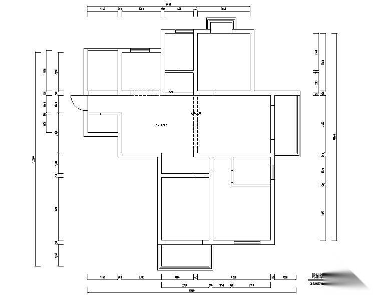 现代简约风蓝色淡雅三居室住宅设计施工图（附效果图）cad施工图下载【ID:160474156】