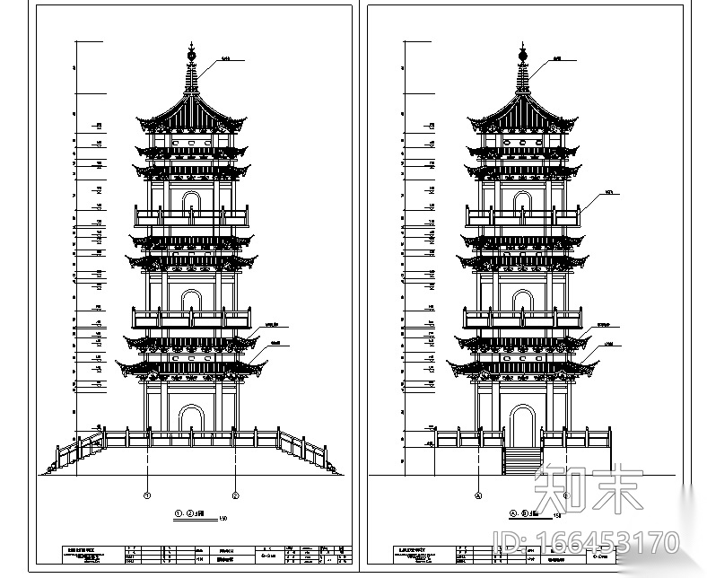 [安徽]洗耳池古塔建筑施工图cad施工图下载【ID:166453170】
