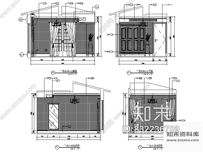 图块/节点欧式别墅客房立面图cad施工图下载【ID:832236709】