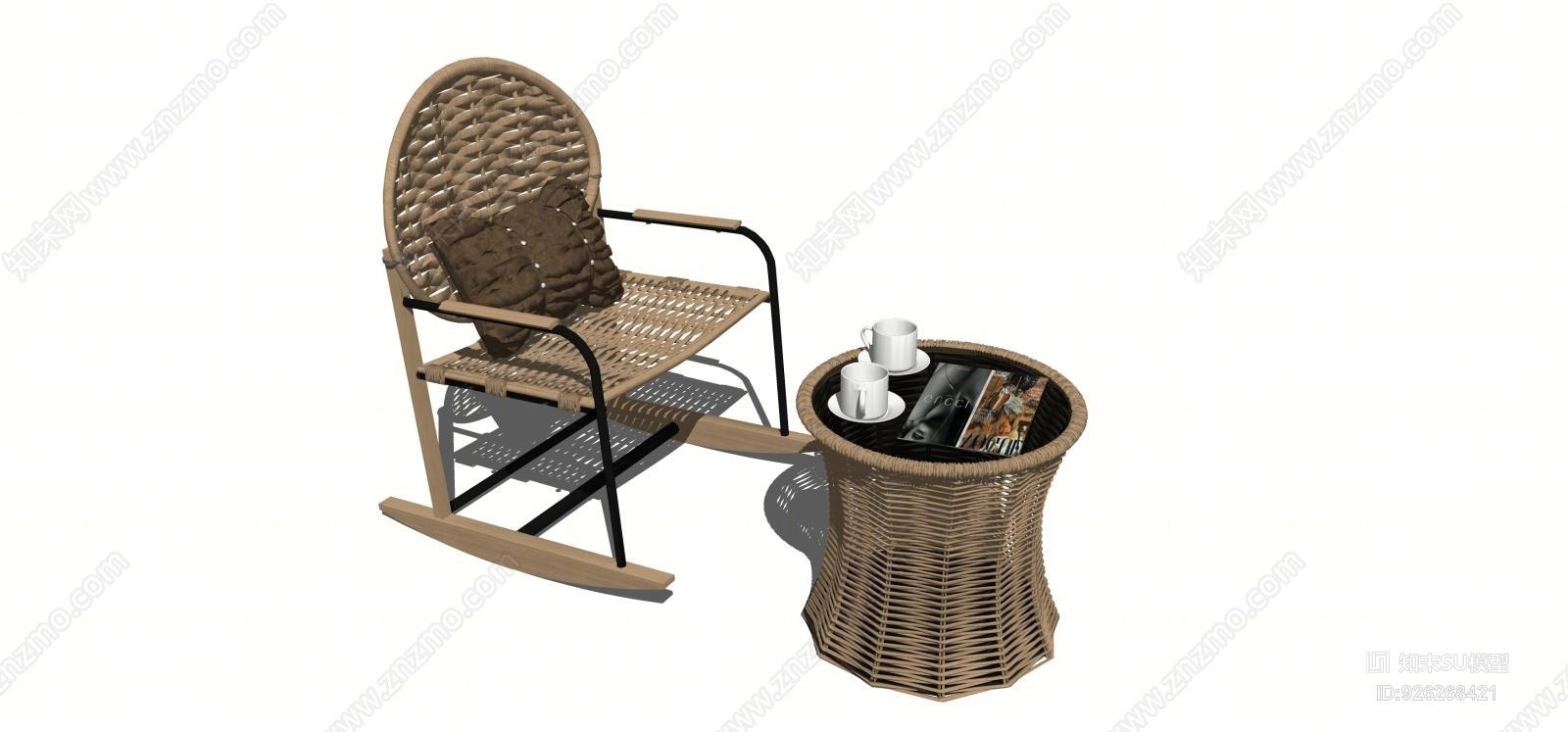 藤椅家具休闲沙发SU模型下载【ID:926268421】