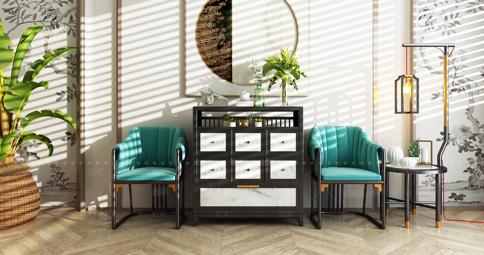 新中式客厅3D模型下载【ID:932813868】