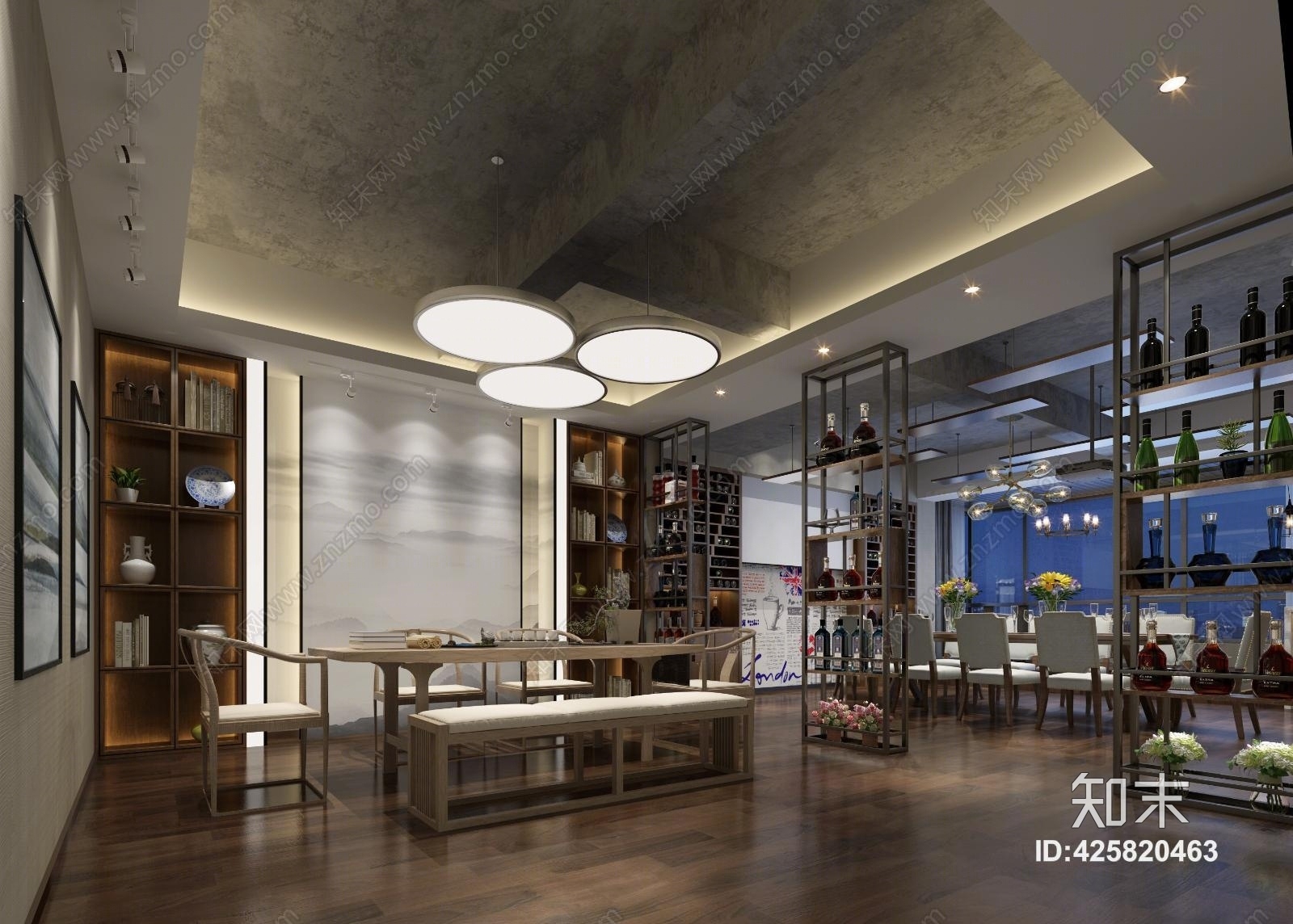 新中式红酒会所3D模型下载【ID:425820463】