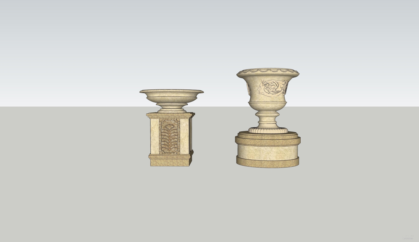 欧式风格花钵两个SU模型下载【ID:625602689】