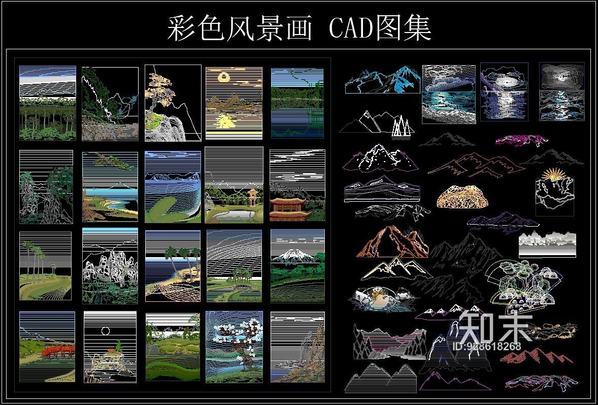 彩色风景画施工图下载【ID:928618268】