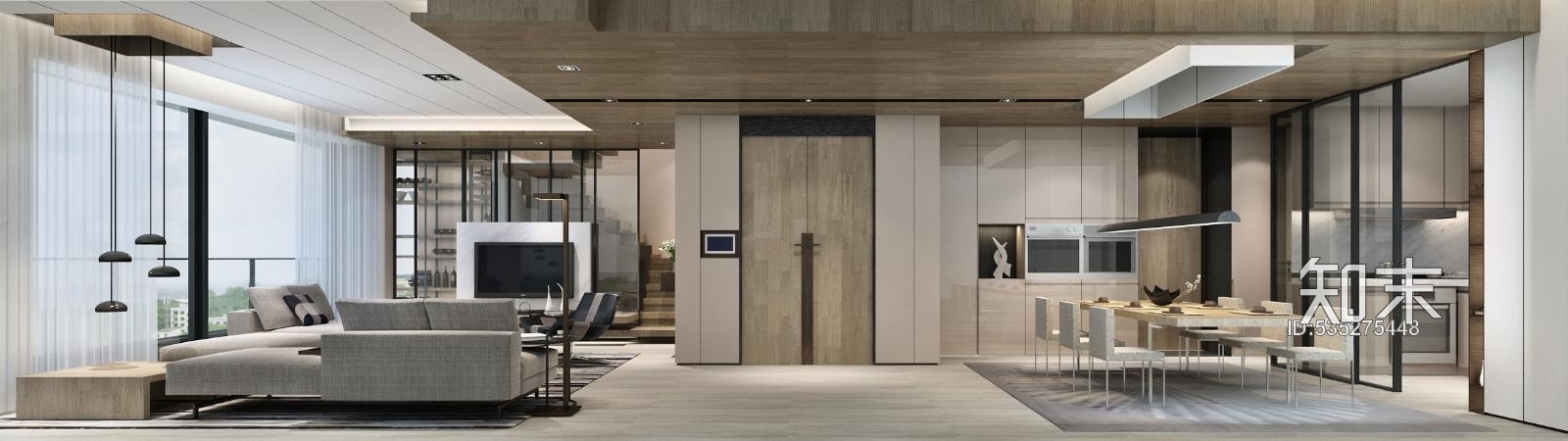 【李玮珉】深圳汉京半山公馆复式样板间丨效果图+方案+施工图+材料说明施工图下载【ID:535275448】