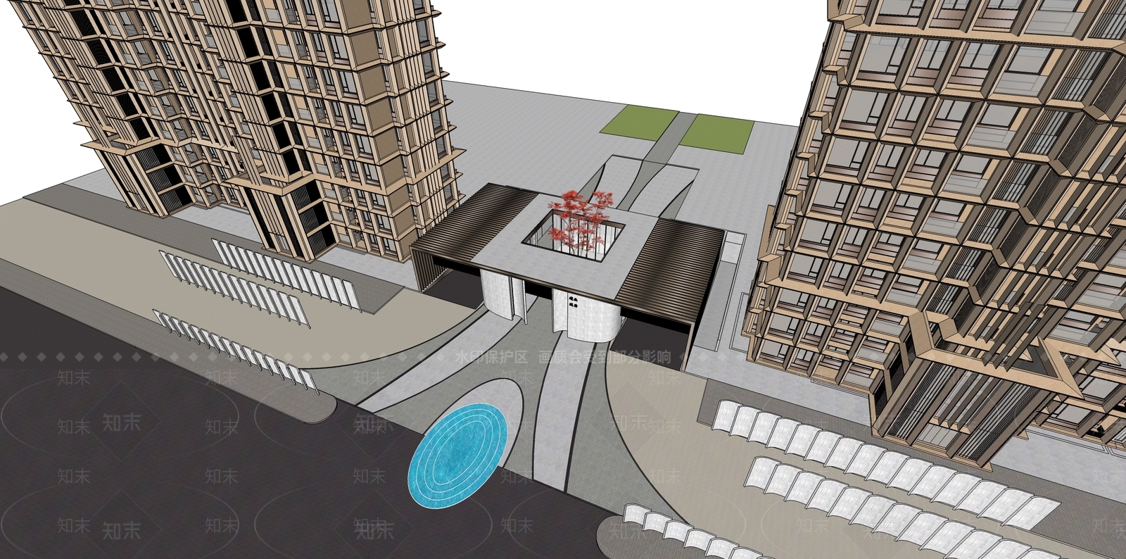 现代简约小区车库出入口SU模型下载【ID:932951198】