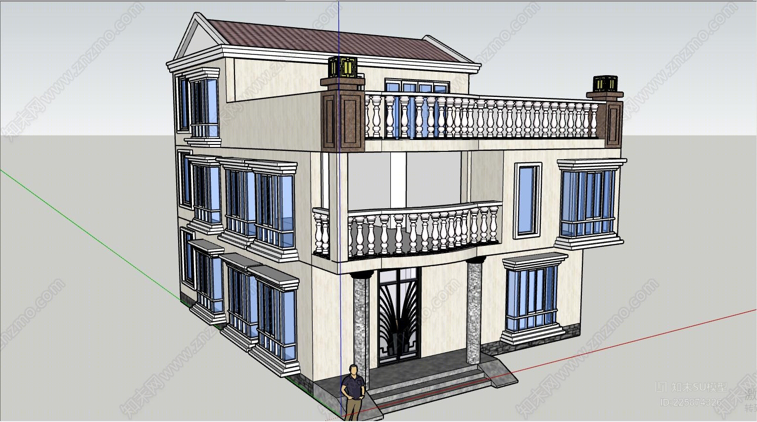 自建独栋别墅SU模型下载【ID:225874326】