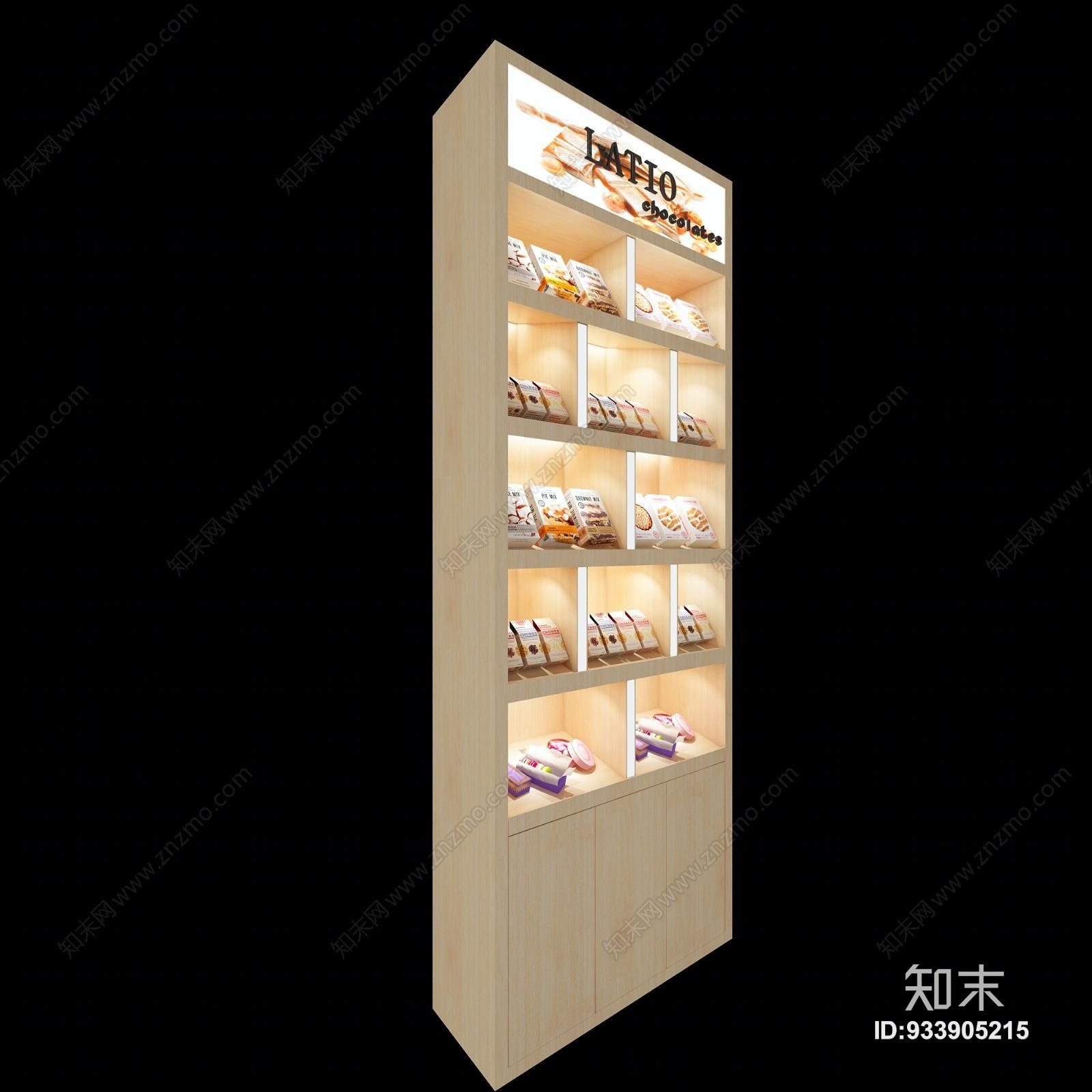 现代零食展柜3D模型下载【ID:933905215】