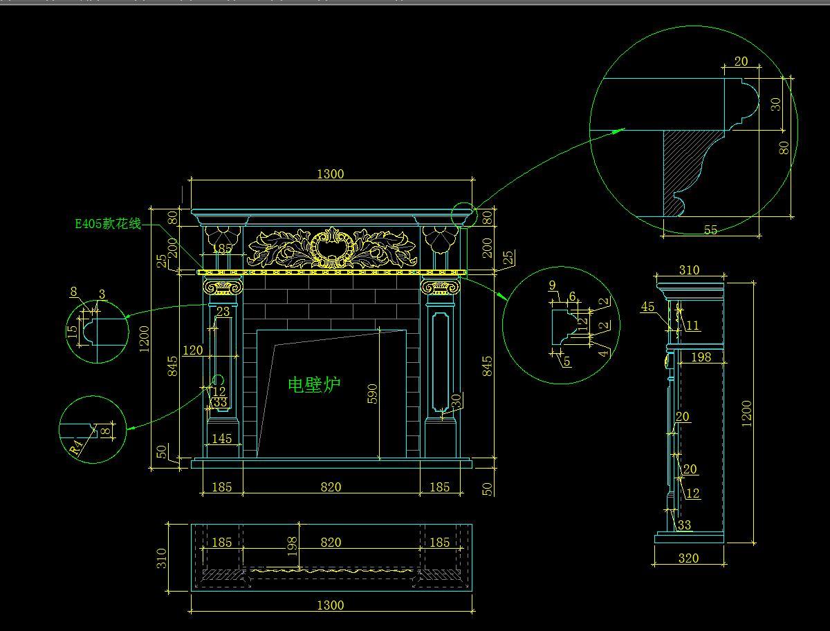 欧式壁炉设计CAD图库施工图下载【ID:233284108】