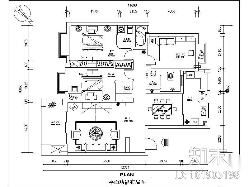 120㎡现代风格三居装修图施工图下载【ID:161905198】