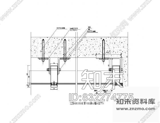 图块/节点隐框幕墙立梃上墙横剖面节点图Ⅲ施工图下载【ID:832274775】