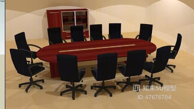 办公桌椅组合SU模型下载【ID:47676704】