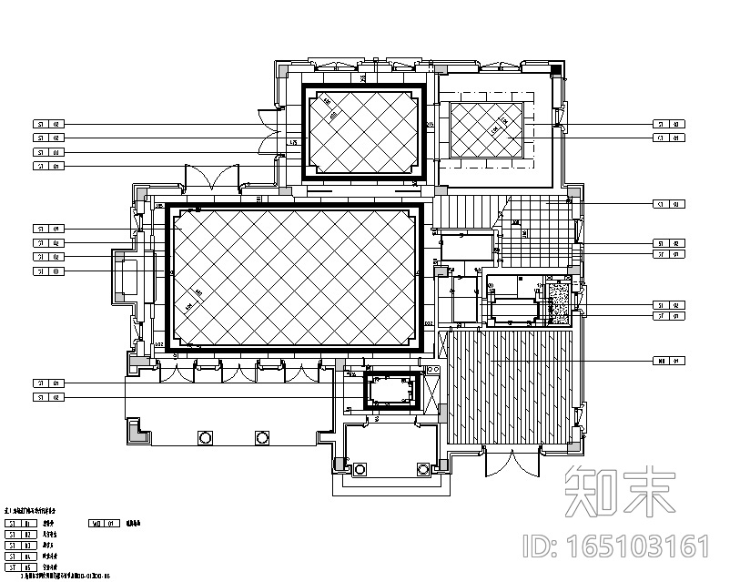 新古典中式风桃花源别墅样板房设计施工图（附效果图）cad施工图下载【ID:165103161】