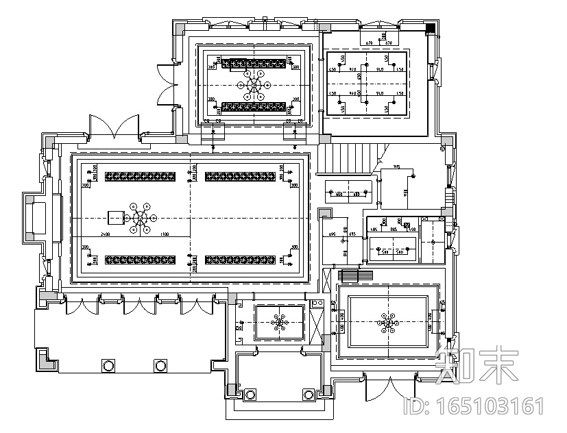 新古典中式风桃花源别墅样板房设计施工图（附效果图）cad施工图下载【ID:165103161】