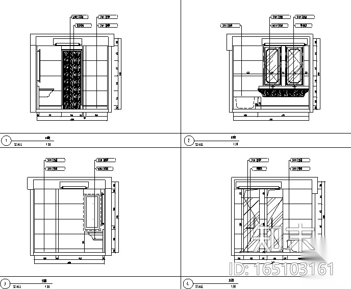 新古典中式风桃花源别墅样板房设计施工图（附效果图）cad施工图下载【ID:165103161】