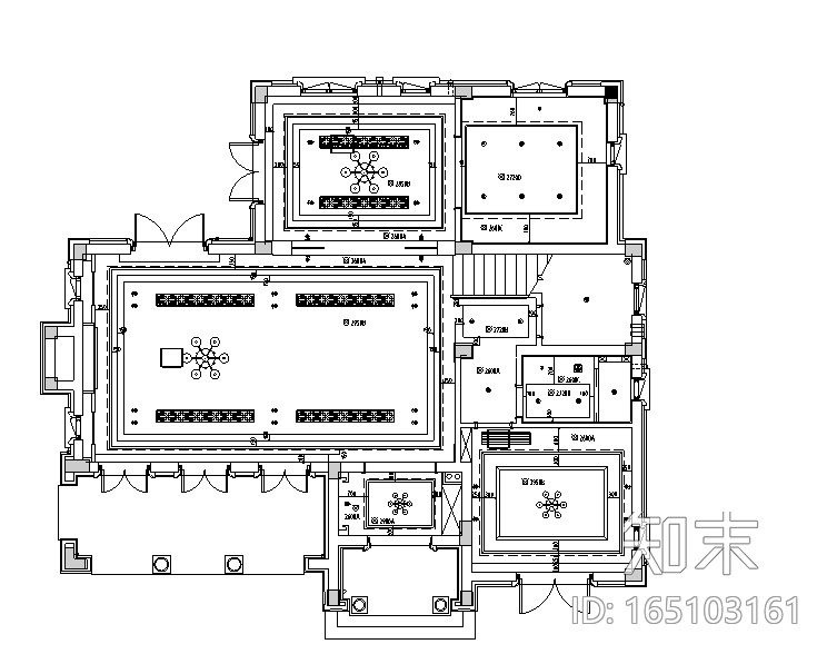 新古典中式风桃花源别墅样板房设计施工图（附效果图）cad施工图下载【ID:165103161】