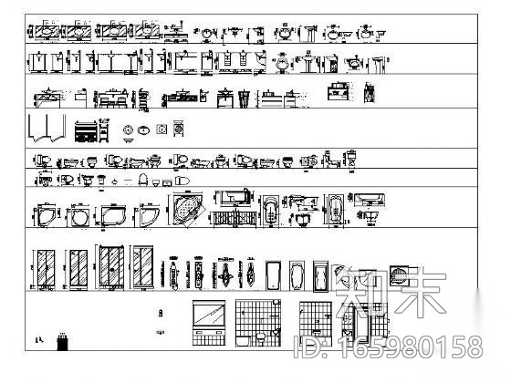 卫浴用品图块集施工图下载【ID:165980158】