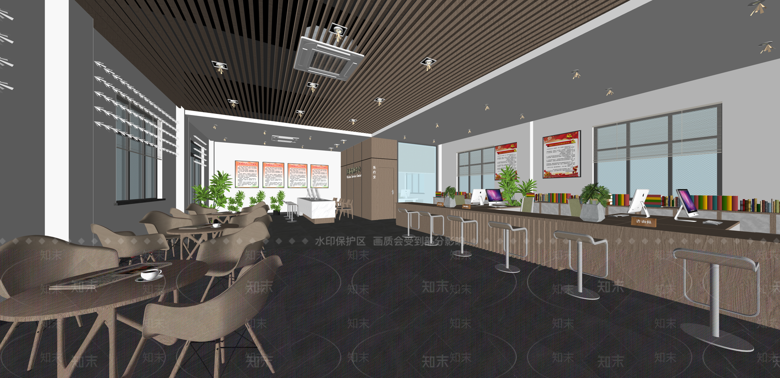 现代阅览室SU模型下载【ID:1215202401】