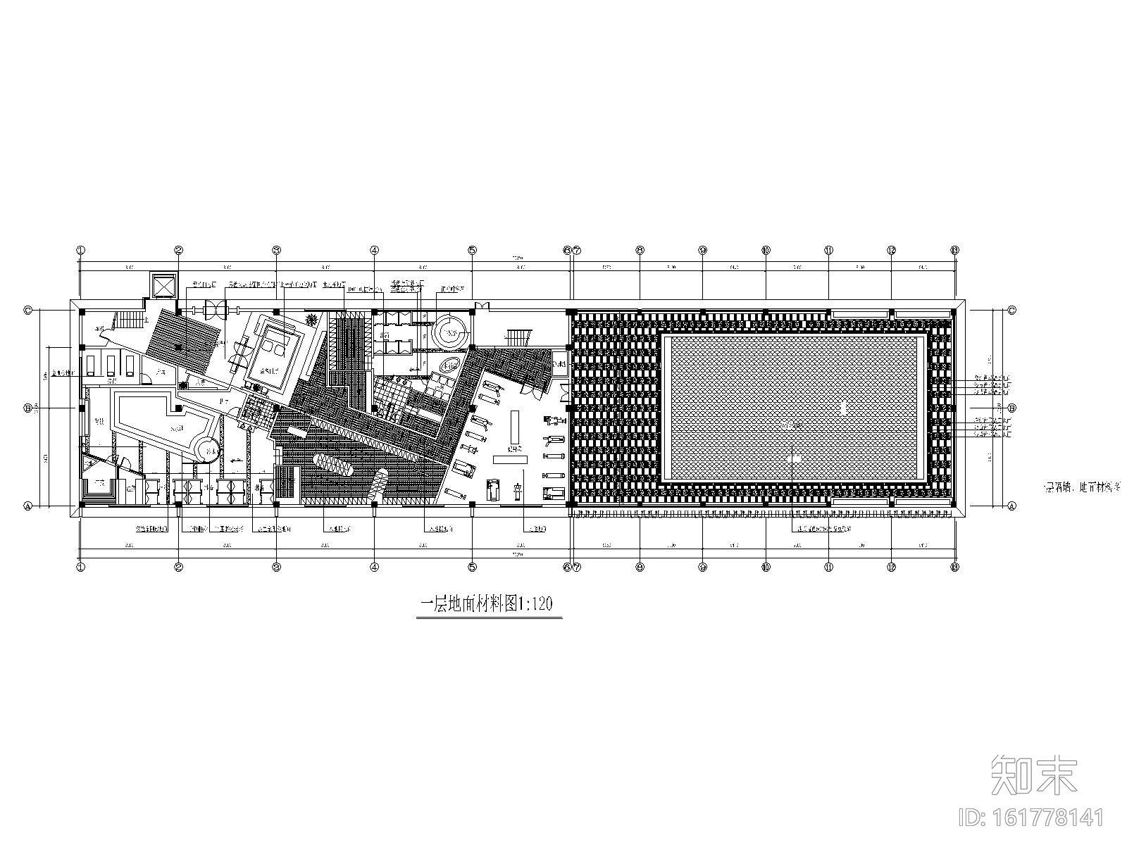 某酒店桑拿区施工图_带游泳池cad施工图下载【ID:161778141】